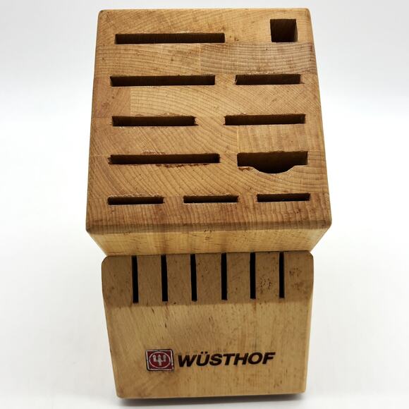 Vtg Wusthof German Oak 17 Slot Wood Kitchen Knife Block Holder Cutlery Storage - Picture 1 of 8
